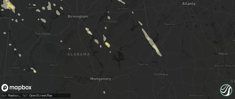 Hail map in Alexander City, AL on June 1, 2026