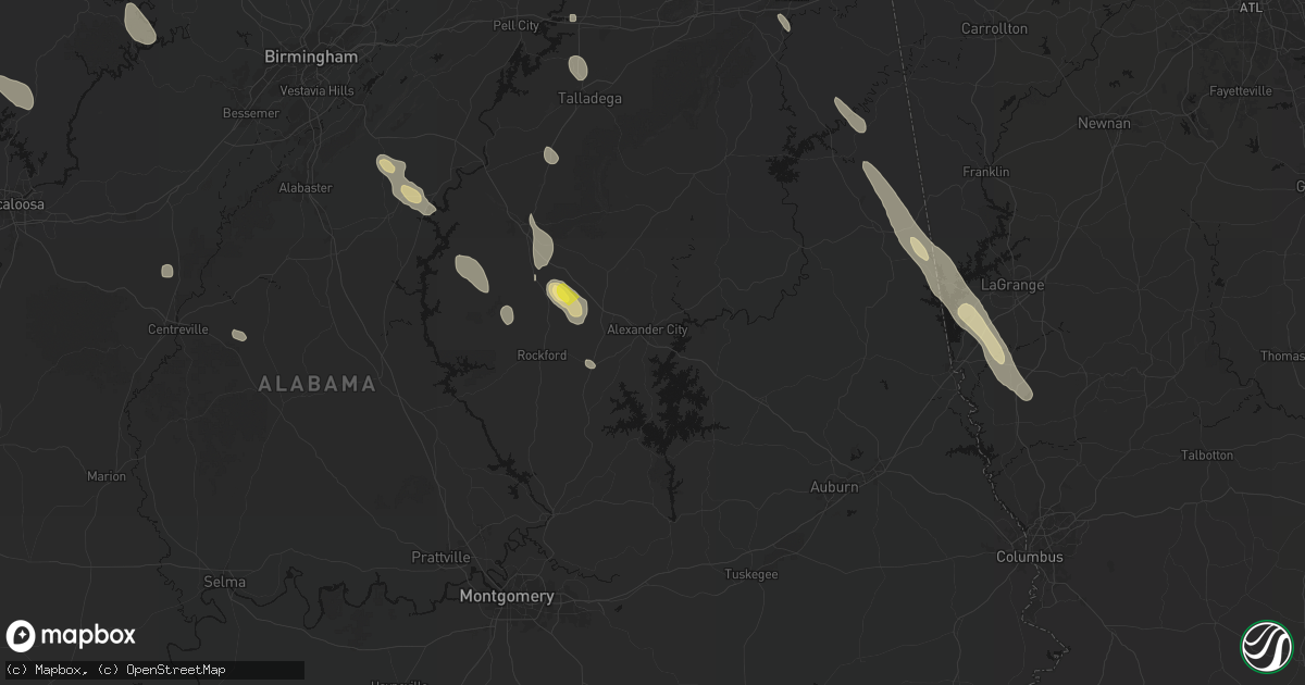 Hail map in Alexander City, AL on June 1, 2026