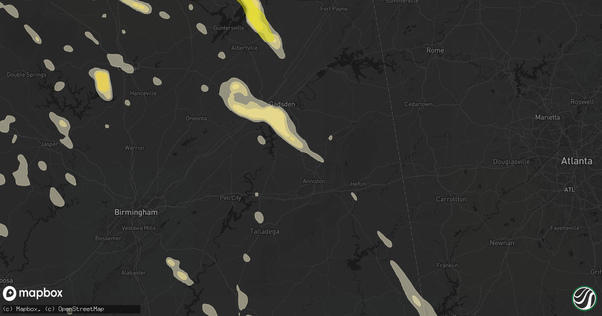 Hail map in Alexandria, AL on June 1, 2026