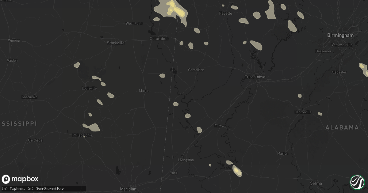 Hail map in Aliceville, AL on June 1, 2026