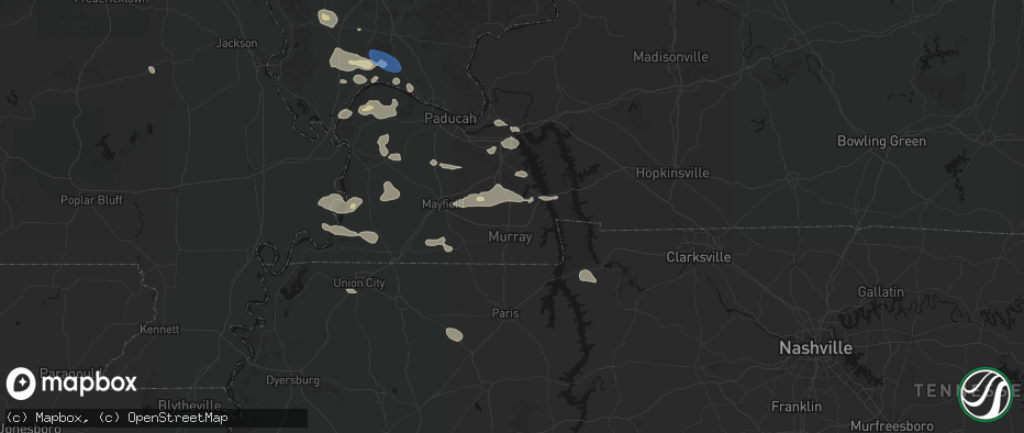 Hail map in Almo, KY on June 1, 2026
