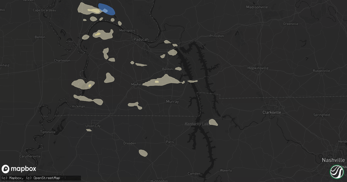 Hail map in Almo, KY on June 1, 2026