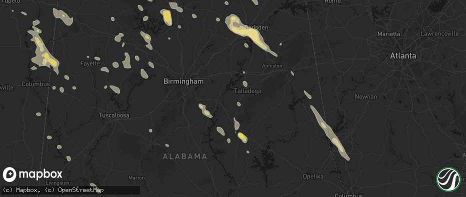 Hail map in Alpine, AL on June 1, 2026