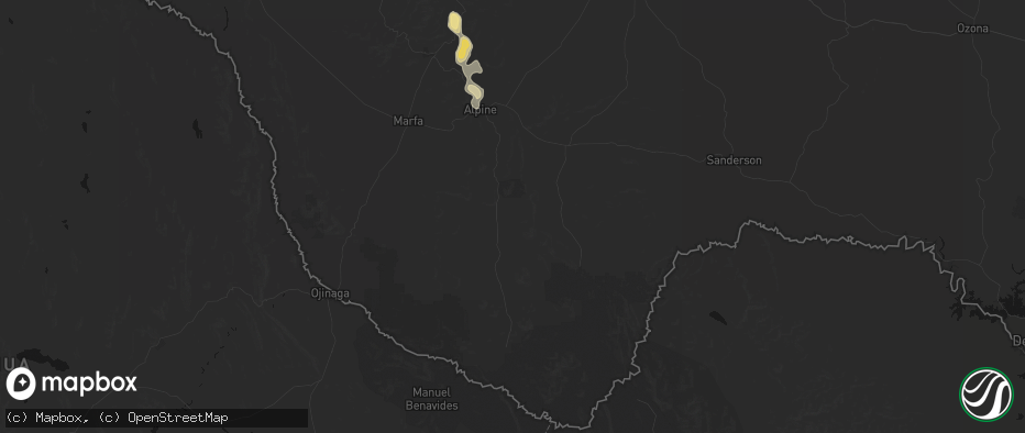 Hail map in Alpine, TX on June 1, 2026