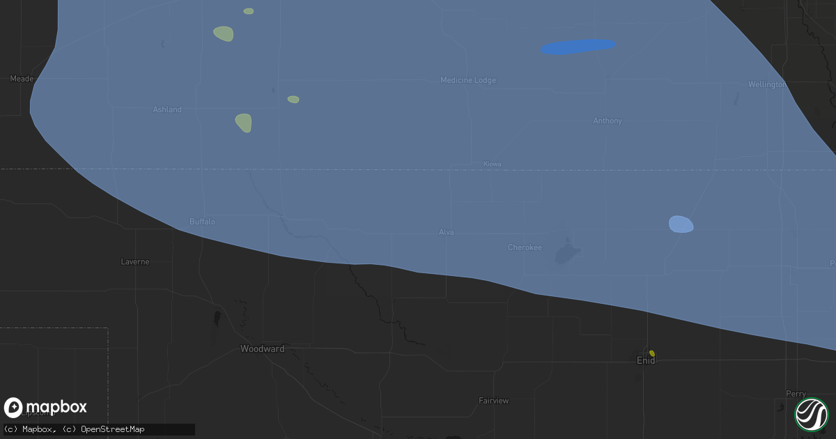 Hail map in Alva, OK on June 1, 2026