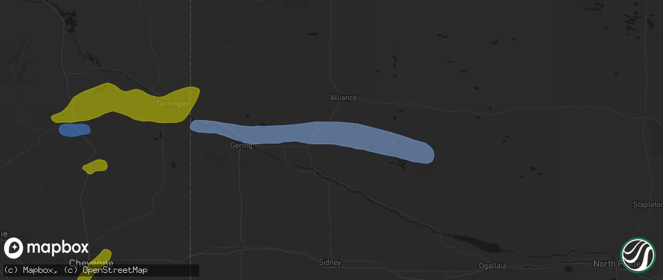 Hail map in Angora, NE on June 1, 2026