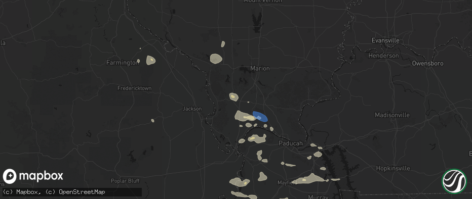 Hail map in Anna, IL on June 1, 2026