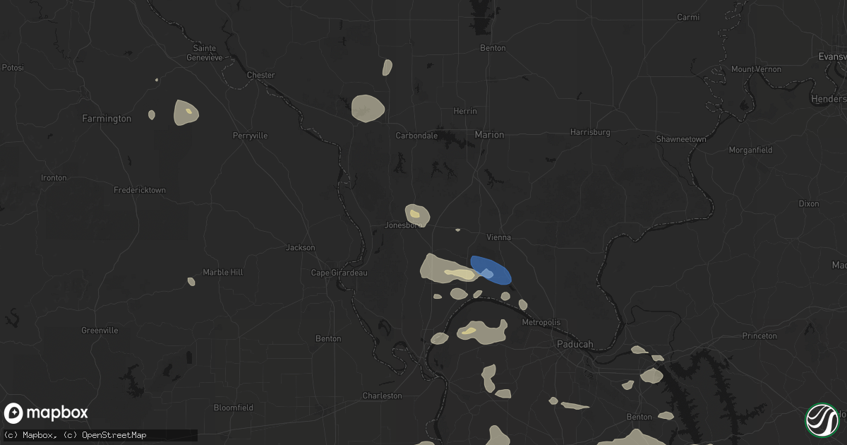 Hail map in Anna, IL on June 1, 2026