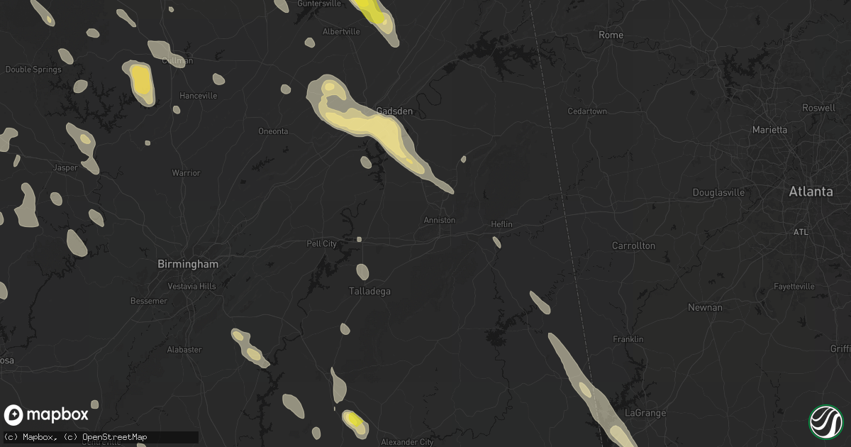 Hail map in Anniston, AL on June 1, 2026