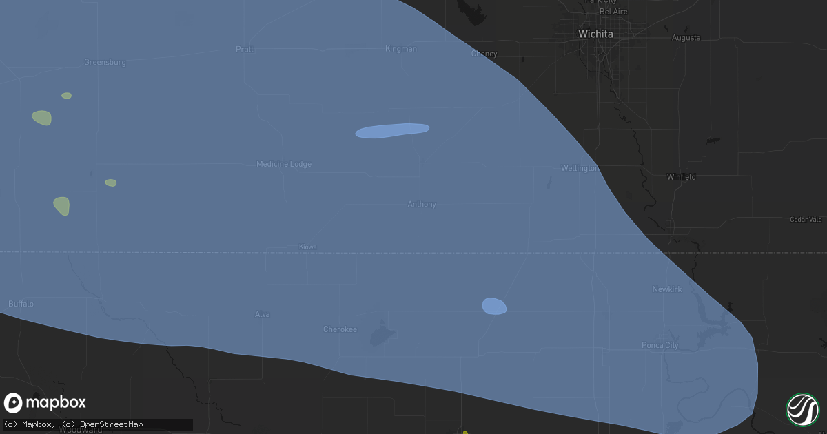 Hail map in Anthony, KS on June 1, 2026