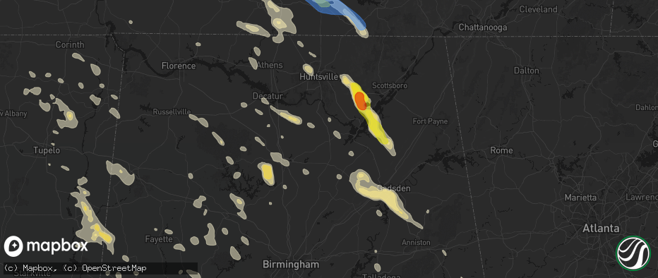 Hail map in Arab, AL on June 1, 2026