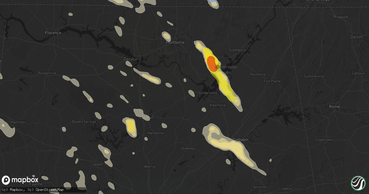 Hail map in Arab, AL on June 1, 2026