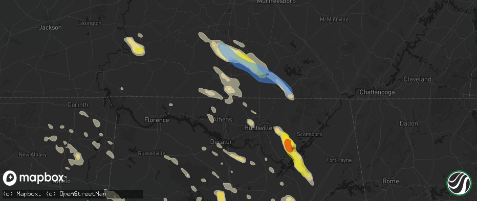 Hail map in Ardmore, AL on June 1, 2026