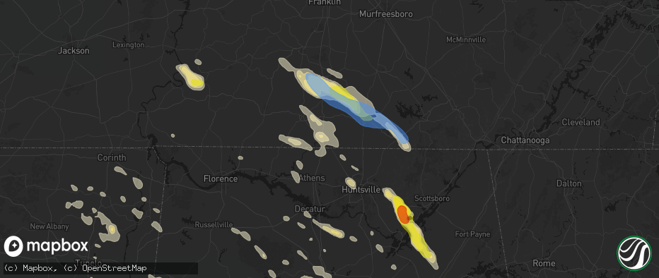Hail map in Ardmore, TN on June 1, 2026