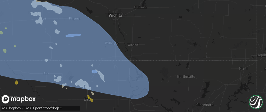 Hail map in Arkansas City, KS on June 1, 2026