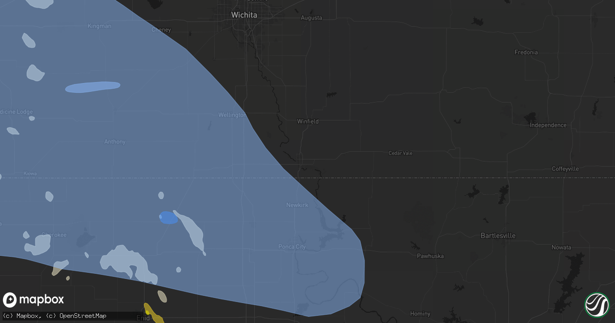 Hail map in Arkansas City, KS on June 1, 2026