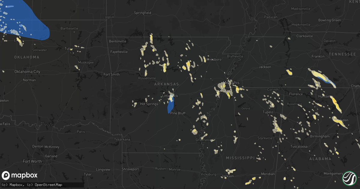 Hail map in Arkansas on June 1, 2026