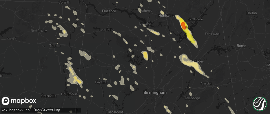 Hail map in Arley, AL on June 1, 2026