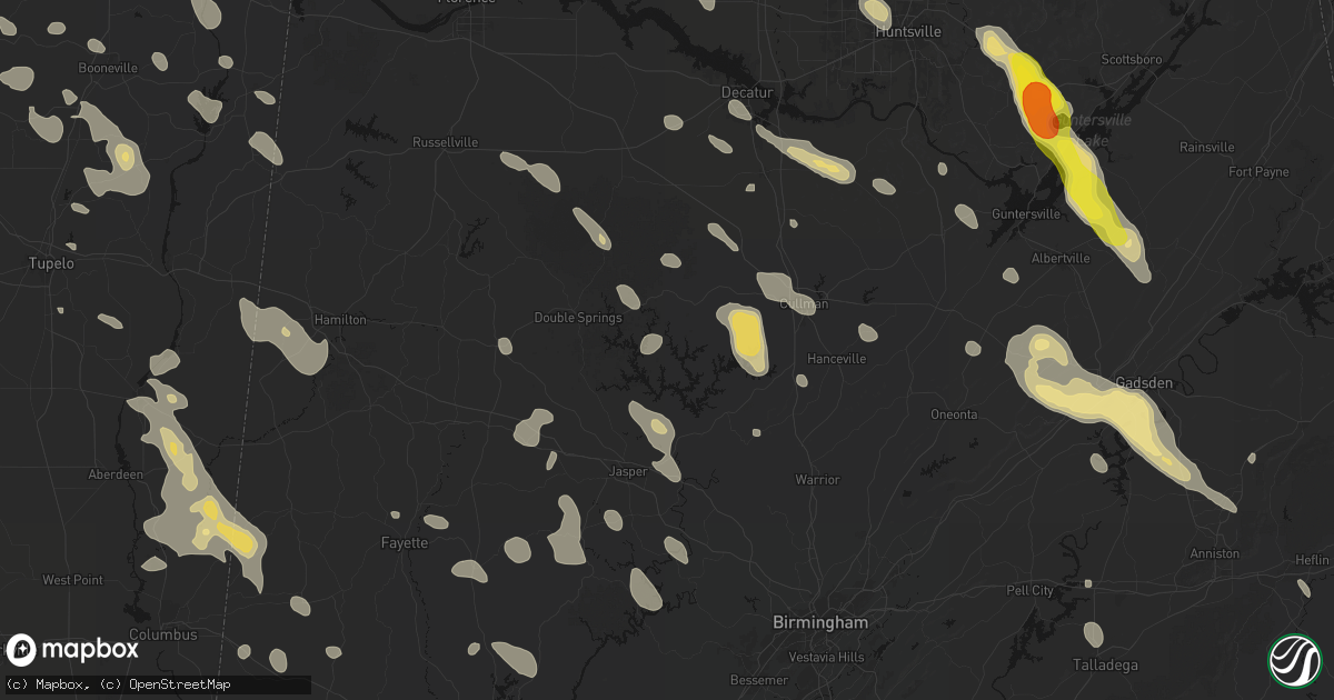 Hail map in Arley, AL on June 1, 2026