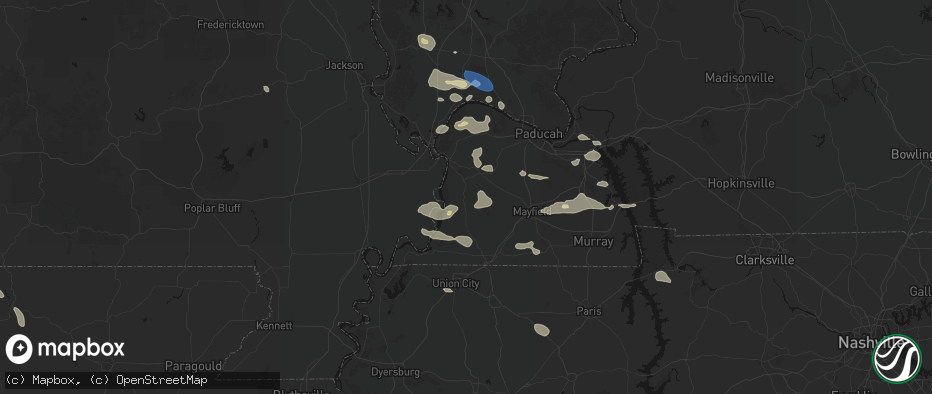 Hail map in Arlington, KY on June 1, 2026