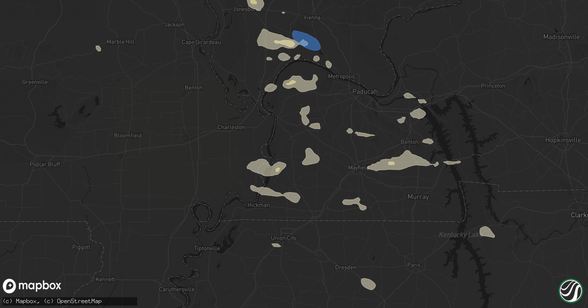 Hail map in Arlington, KY on June 1, 2026