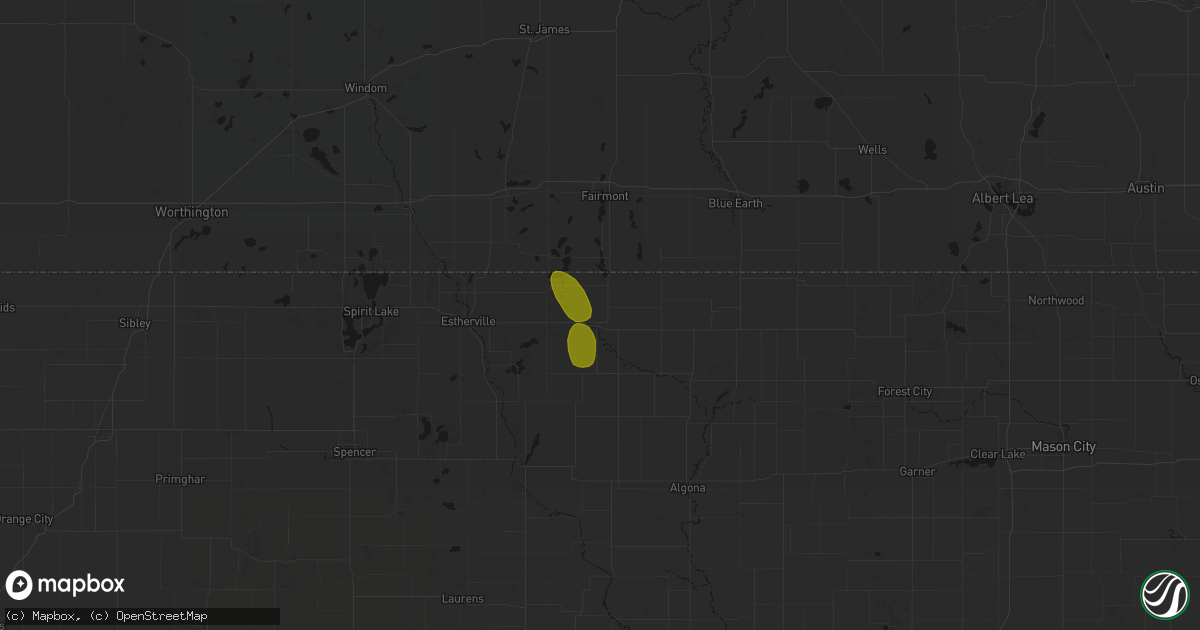 Hail map in Armstrong, IA on June 1, 2026