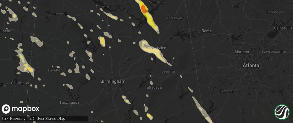 Hail map in Ashville, AL on June 1, 2026