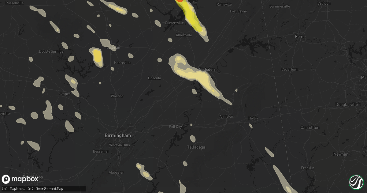 Hail map in Ashville, AL on June 1, 2026