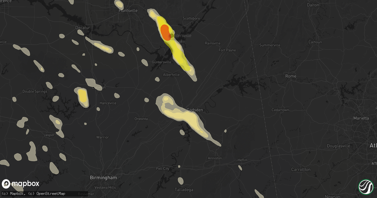 Hail map in Attalla, AL on June 1, 2026