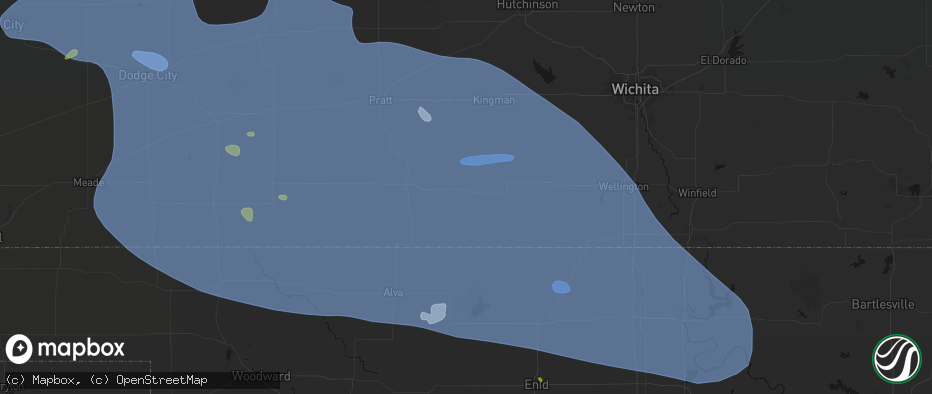 Hail map in Attica, KS on June 1, 2026