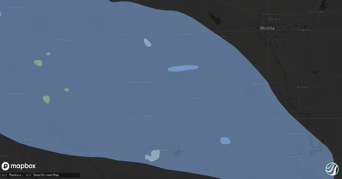 Hail map in Attica, KS on June 1, 2026