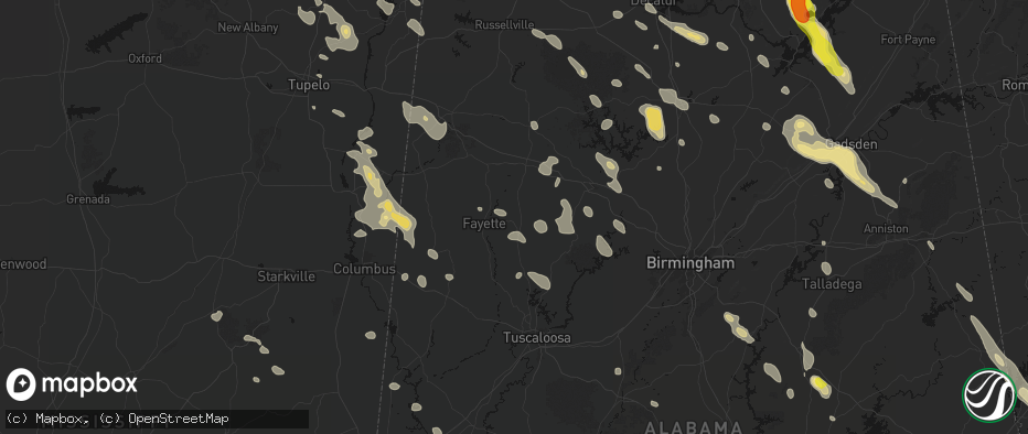 Hail map in Bankston, AL on June 1, 2026