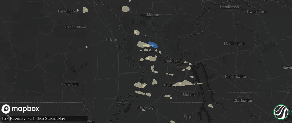 Hail map in Barlow, KY on June 1, 2026