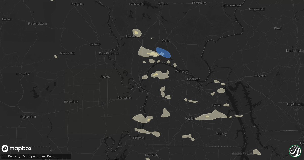 Hail map in Barlow, KY on June 1, 2026