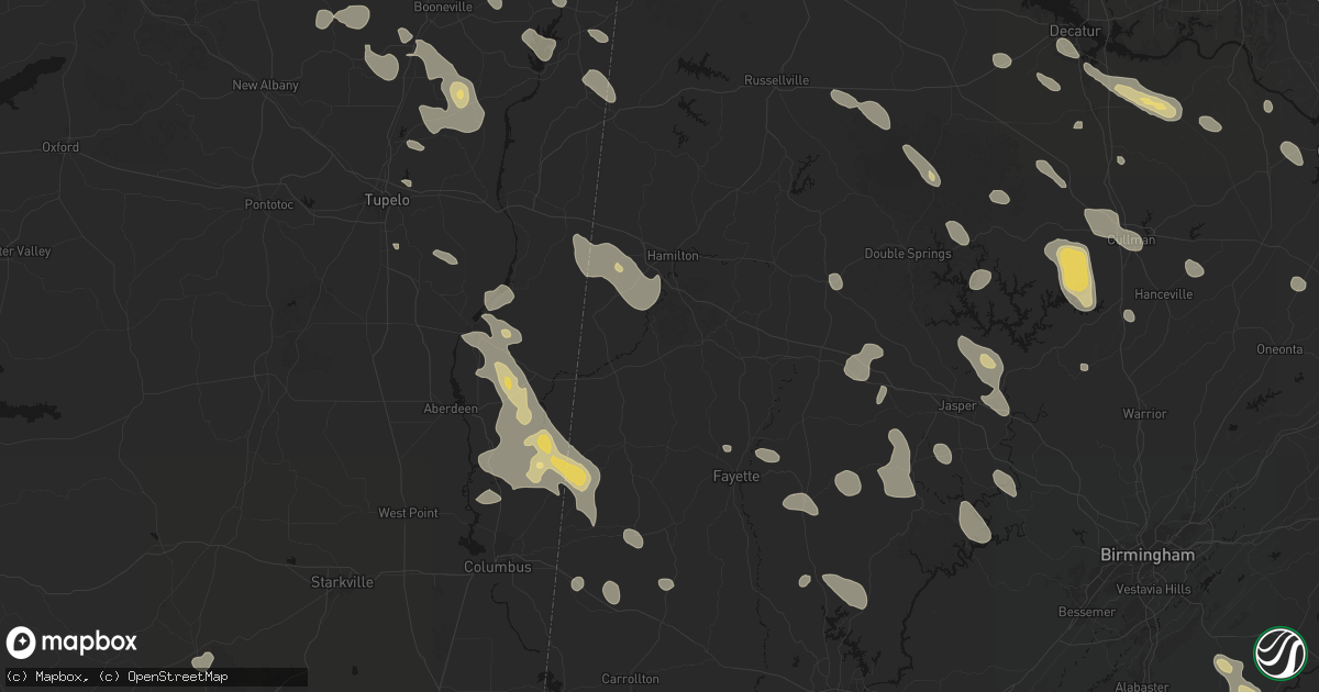 Hail map in Beaverton, AL on June 1, 2026