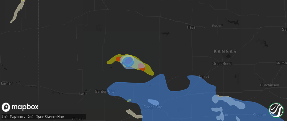 Hail map in Beeler, KS on June 1, 2026