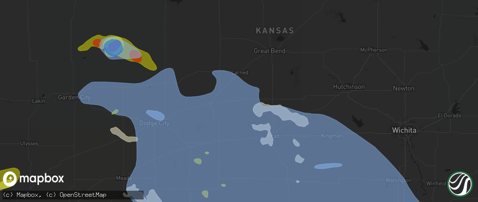 Hail map in Belpre, KS on June 1, 2026