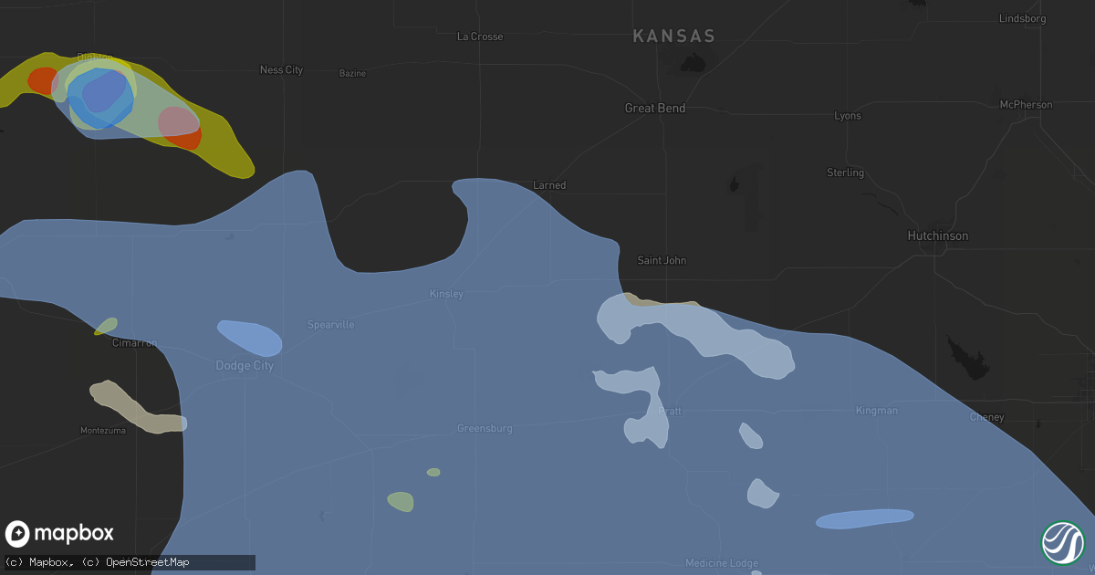 Hail map in Belpre, KS on June 1, 2026