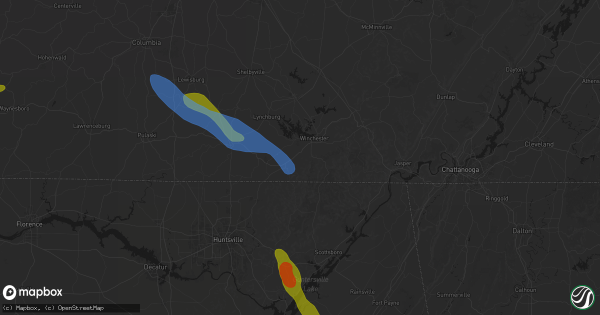 Hail map in Belvidere, TN on June 1, 2026