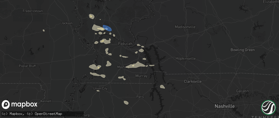 Hail map in Benton, KY on June 1, 2026