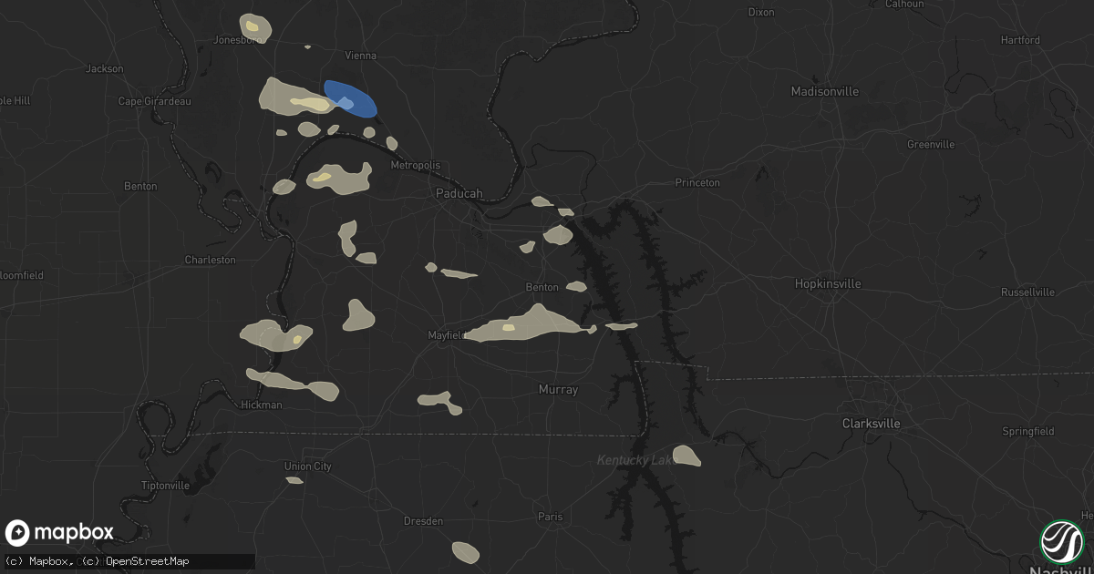 Hail map in Benton, KY on June 1, 2026