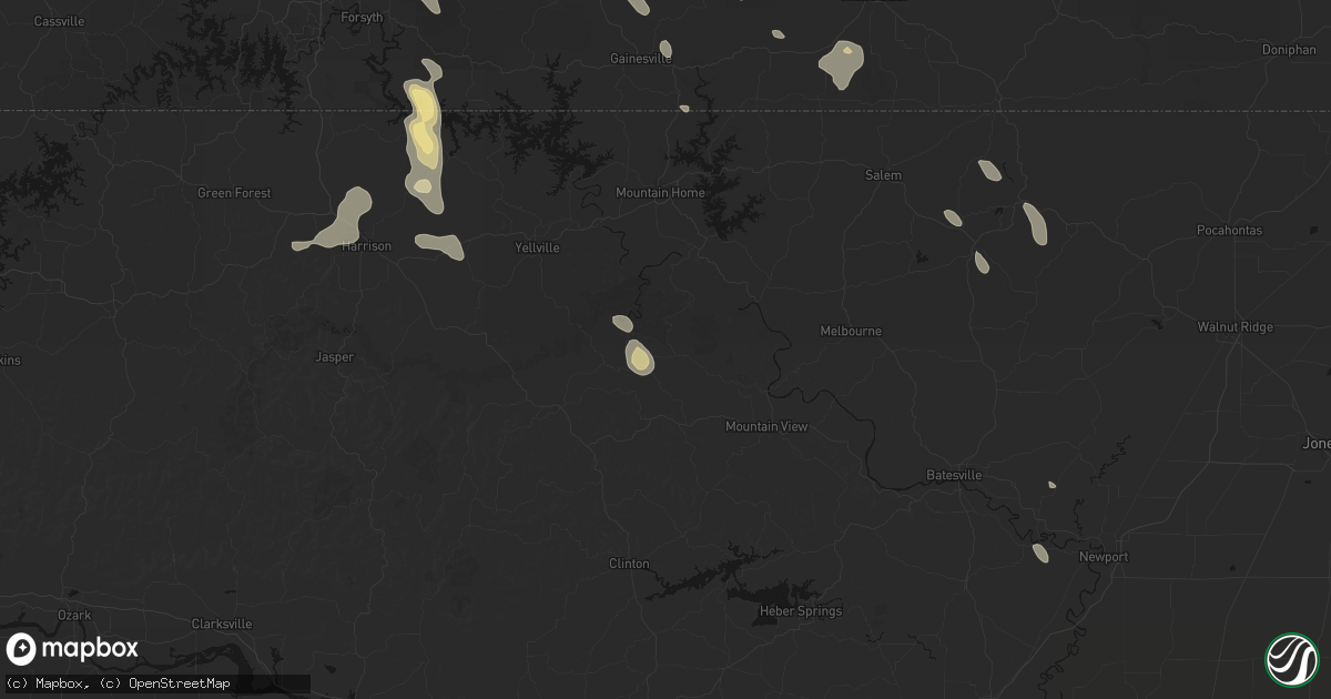 Hail map in Big Flat, AR on June 1, 2026