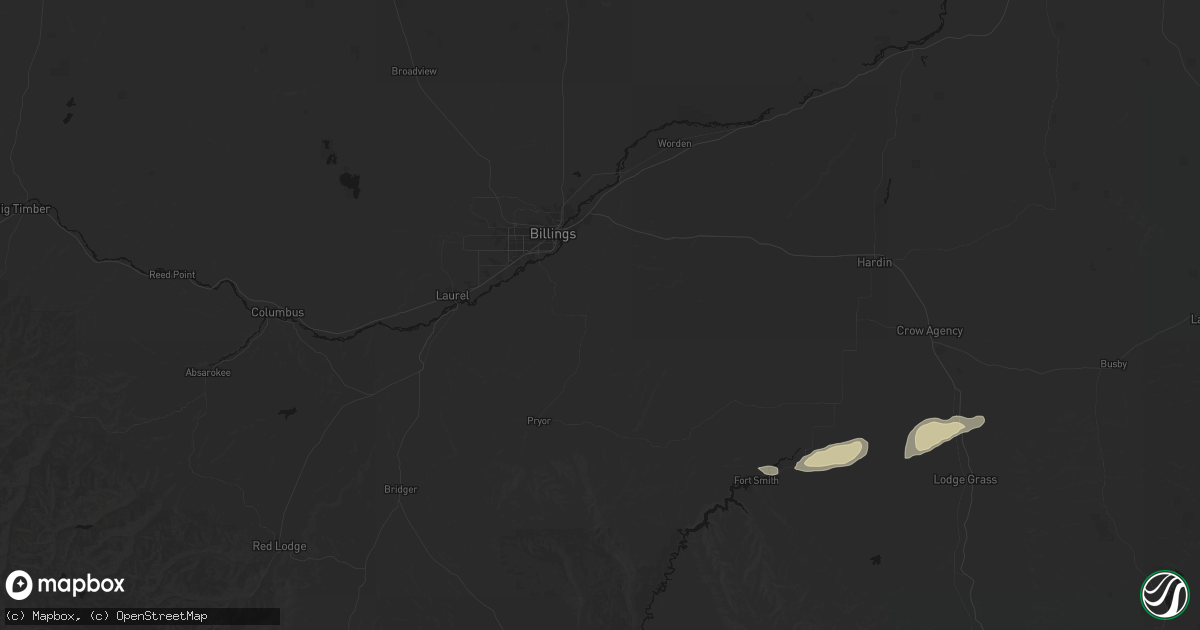 Hail map in Billings, MT on June 1, 2026