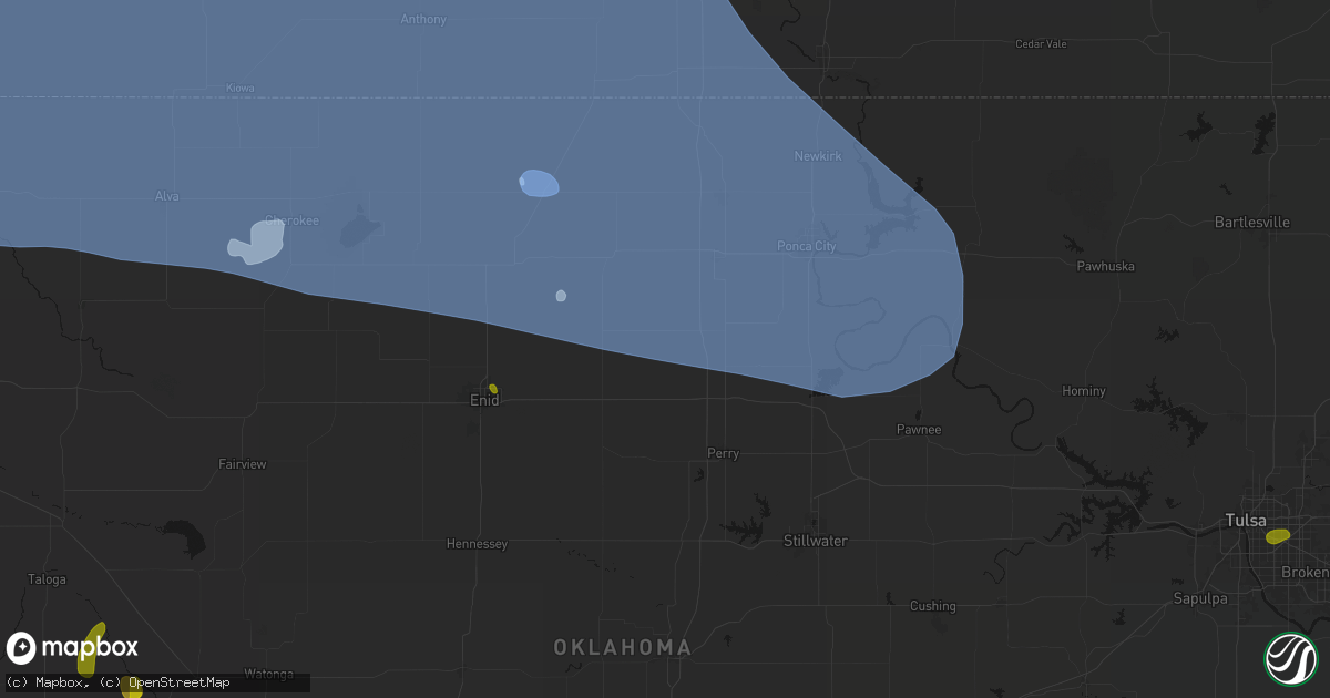 Hail map in Billings, OK on June 1, 2026