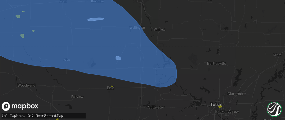 Hail map in Blackwell, OK on June 1, 2026
