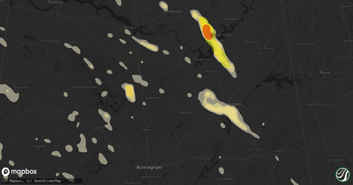 Hail map in Blountsville, AL on June 1, 2026