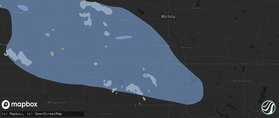 Hail map in Bluff City, KS on June 1, 2026