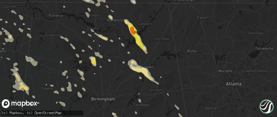 Hail map in Boaz, AL on June 1, 2026
