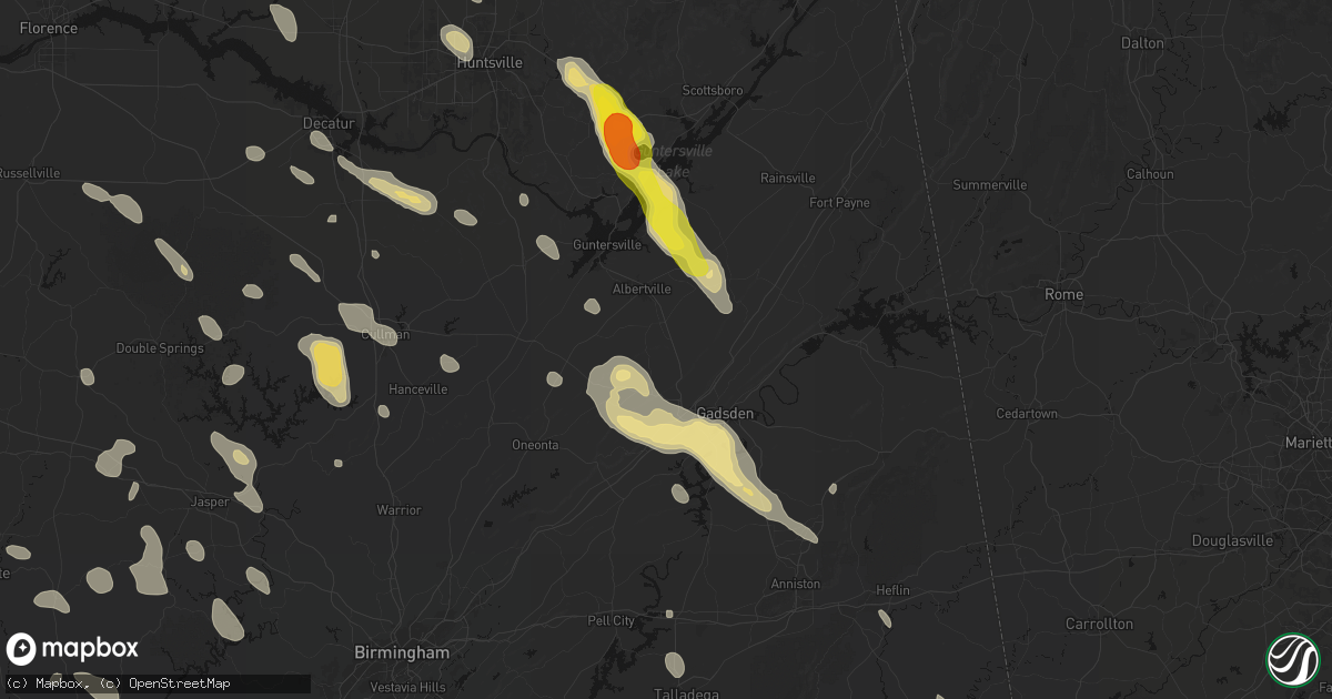 Hail map in Boaz, AL on June 1, 2026