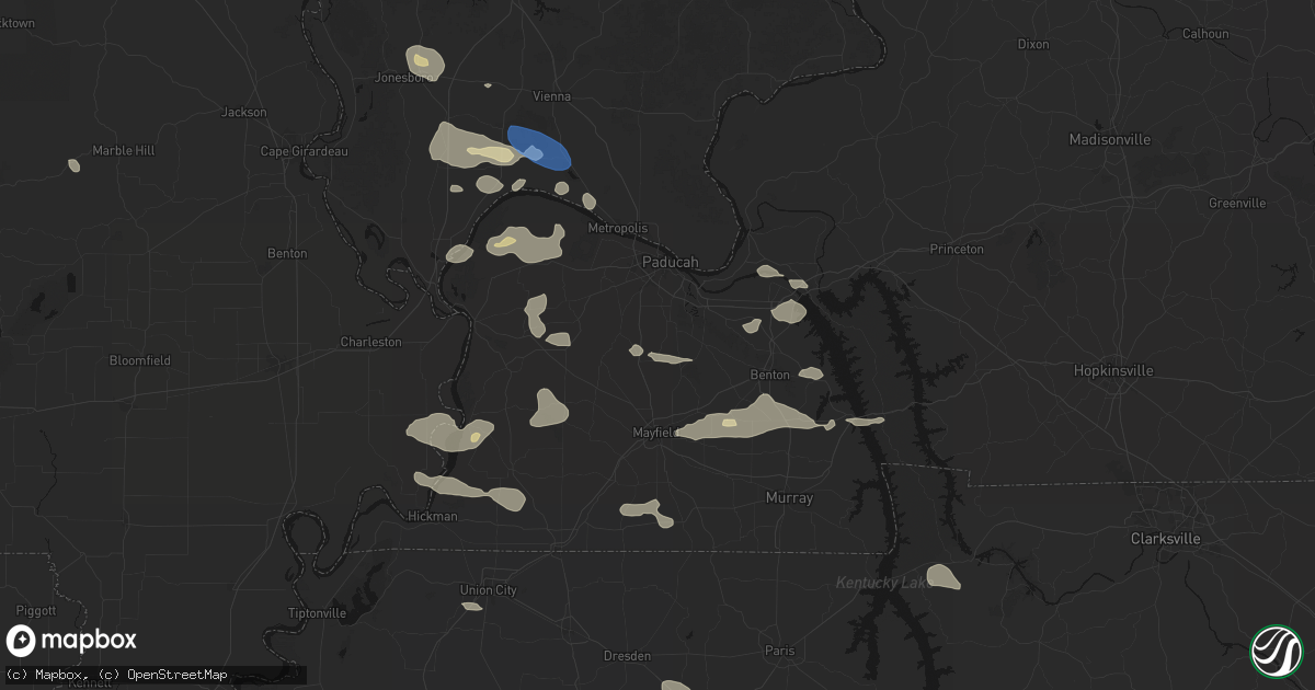 Hail map in Boaz, KY on June 1, 2026